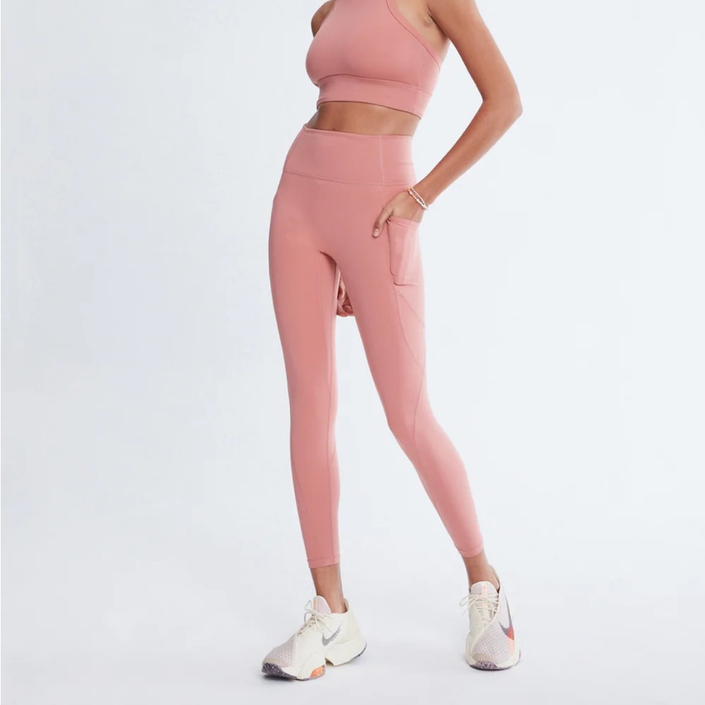 Le Ore X Revolve Lucca Pink ‘Soft Clay’ High Rise Pocket Leggings Size M